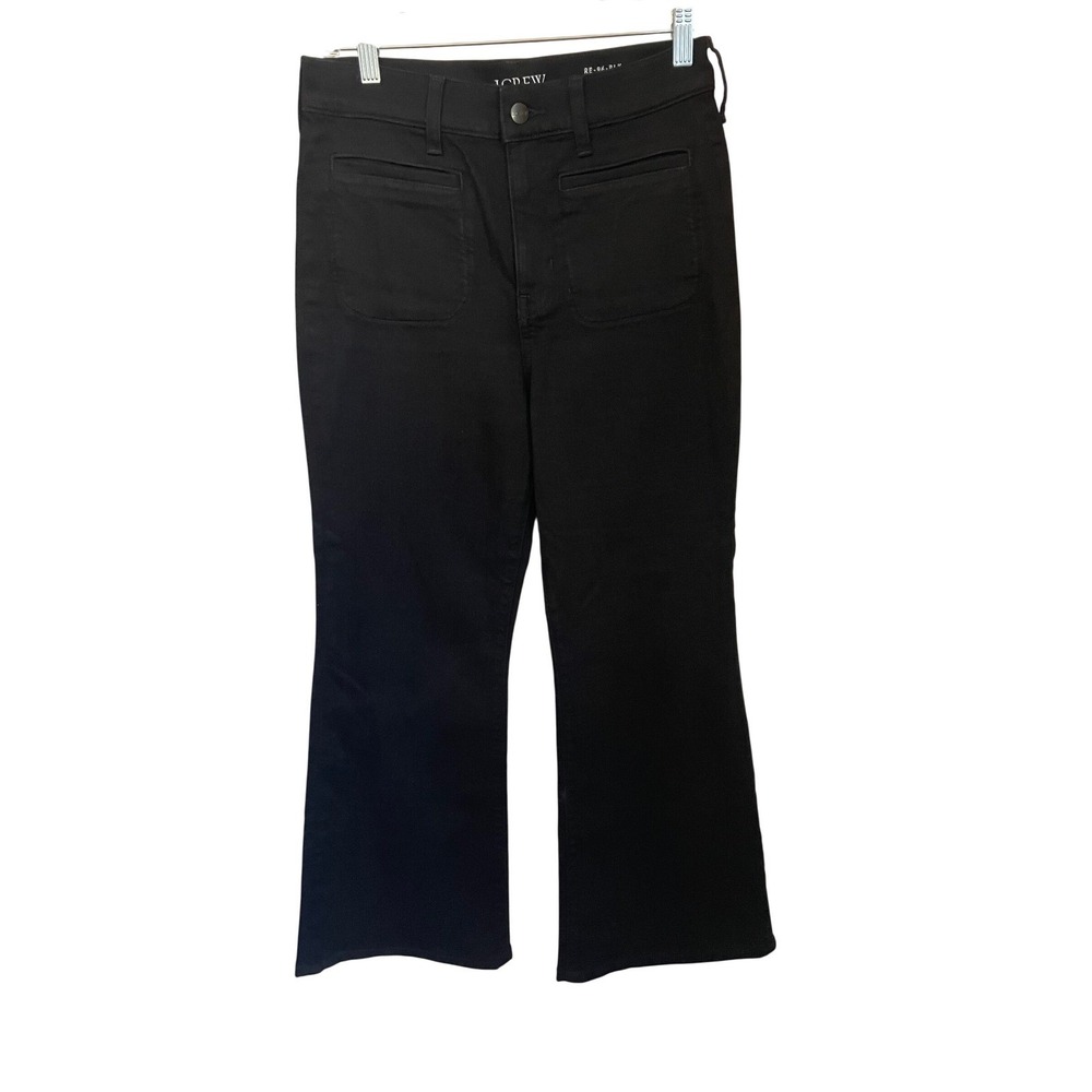 J.Crew 96 Flare Black High Rise Patch Pocket Jeans Size 26x26